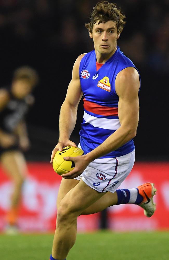 Josh Dunkley had 41 disposals in Western Bulldogs victory over Carlton. Picture: AAP Image/Julian Smith.