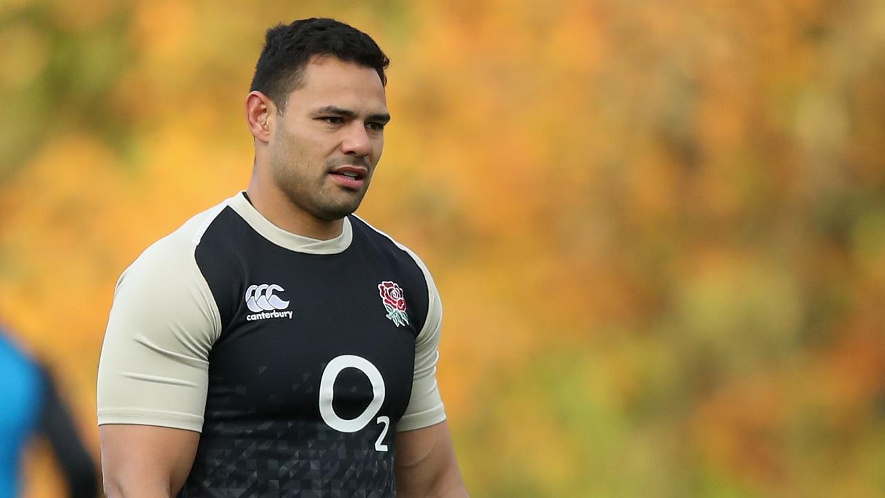 Ben Te’o looks on during an England training session held at Pennyhill Park.