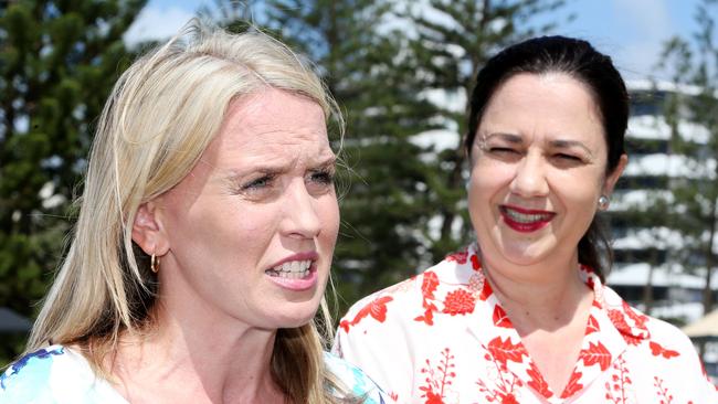 Commonwealth Games Minister Kate Jones and Premier Annastacia Palaszczuk. Picture: Steven Pohlner