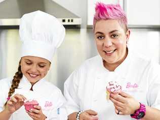 IN THE PINK: Celebrity chef Anna Polyviou with Lola Westbury. Anna and Barbie have teamed up to inspire young girls to follow their passion for cooking and baking as the chef profession is still male dominated.