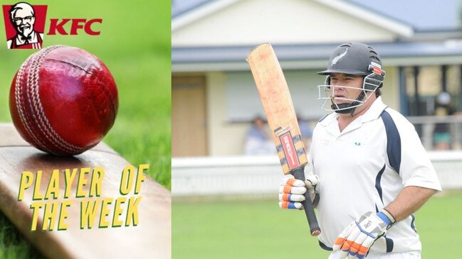 Coutts Crossing's Noel O'Connell is this week's KFC Player of the Week for his 103 not out against South Services at JJ Lawrence Turd in 2nd Grade on Saturday, 23rd January, 2021.