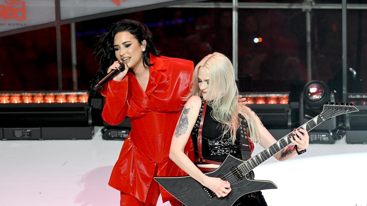 Demi Lovato performed onstage during The American Heart Association's Red Dress Collection Concert 2024 at Jazz at Lincoln Centre on January 31. Picture: Slaven Vlasic/Getty Images for The American Heart Association's Go Red for Women Red Dress Collection Concert.