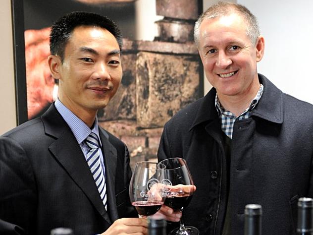 SA Premier Jay Weatherill with Chinese multi-millionaire Yuangang Song at Gemtree Vineyards, Mclaren Vale. Yuangang Song is investing in SA wines.