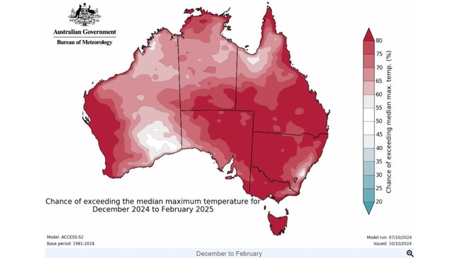 There is also an increased chance of unusually high maximum temperatures during the day but not to the same extent of unusually high night time temperatures.