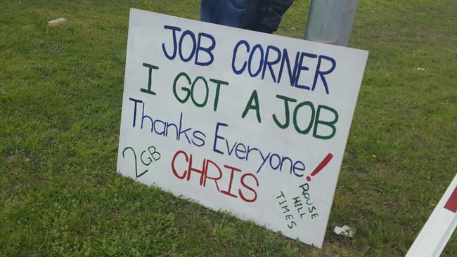 Thank you board pout by Christopher Allen on the roadside in Kellyville.