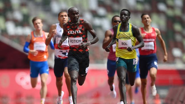 Ferguson Rotich and Peter Bol dominate heat two of the men’s 800m at the Tokyo Olympics. Picture: Getty Images