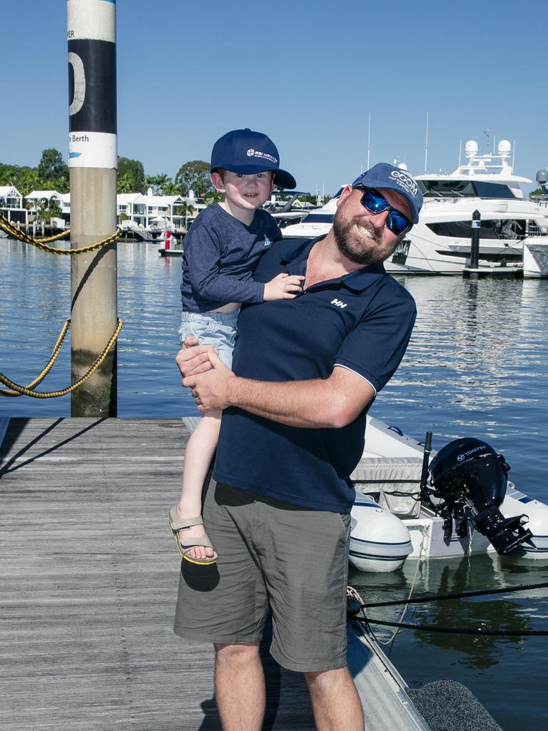 Chris and Henryk Beard at the Sanctuary Cove Boat Show. Picture: Glenn Campbell