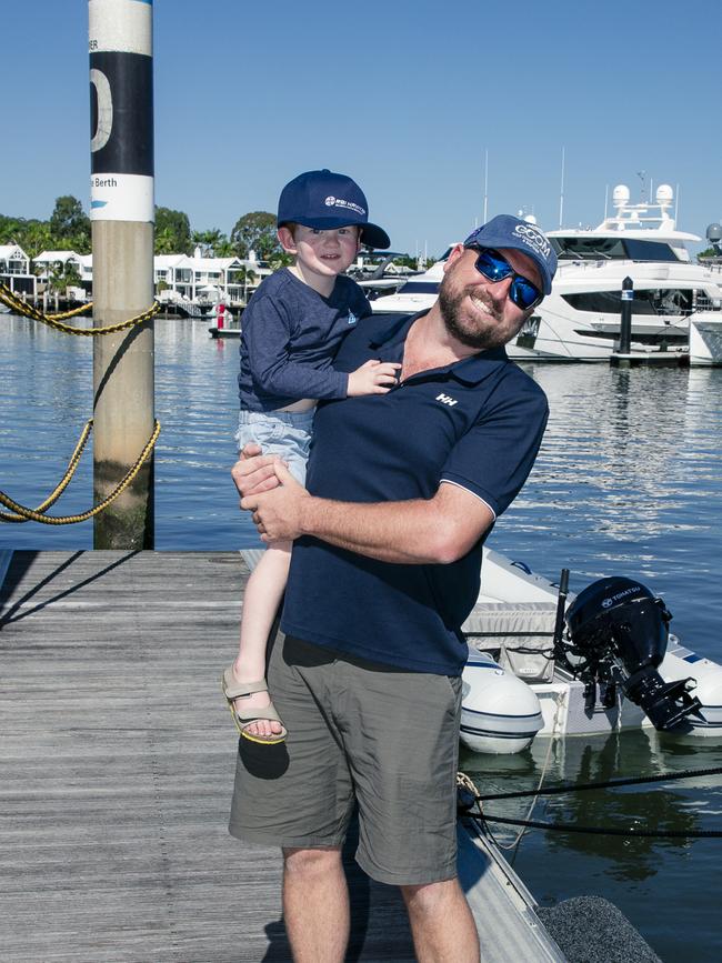 Chris and Henryk Beard at the Sanctuary Cove Boat Show. Picture: Glenn Campbell