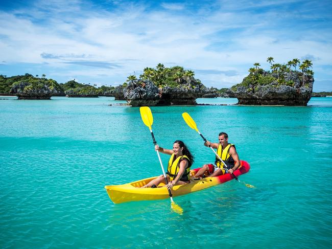 ESCAPE - Travel - kayaking in Fiji on a Captain Cook Cruises trip. Picture: David Kirkland. Picture: supplied.