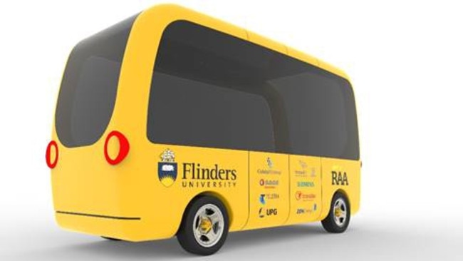 An artist impression of the driverless bus, which will ferry passengers around Tonsley within the next few months, and recharge at a solar garage.