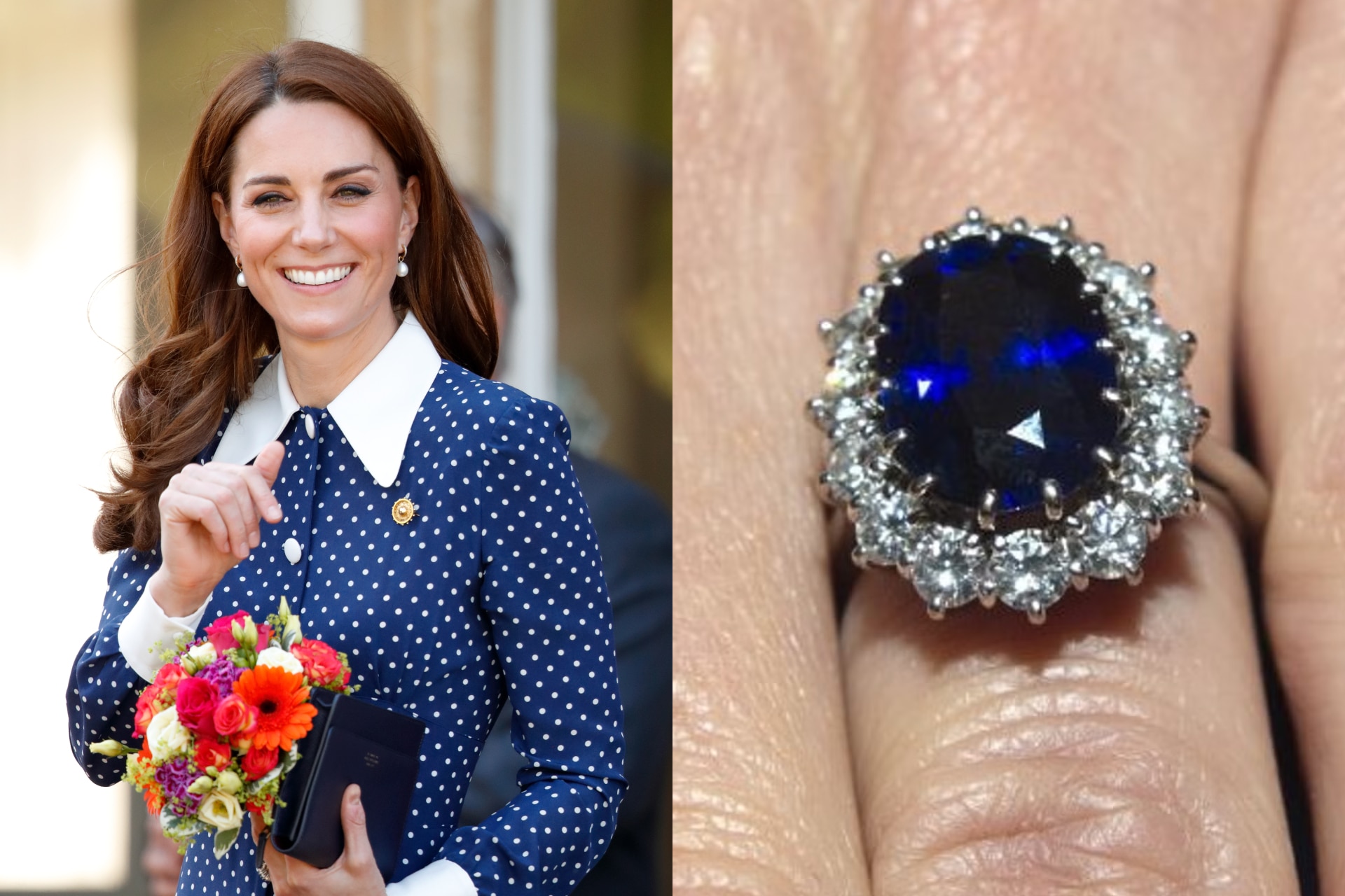 <h3><b>Kate, Princess of Wales</b></h3><p>Princess Kate&rsquo;s engagement ring once belonged to her late mother-in-law, Princess Diana of Wales. Purchased from Garrard, the centrepiece of the ring is a 12-carat Sri Lankan sapphire, encircled by 18 diamonds and set on an 18-carat gold band. The design itself was inspired by a brooch created for Queen Victoria by her husband, Prince Albert, as a wedding gift.&nbsp;</p>