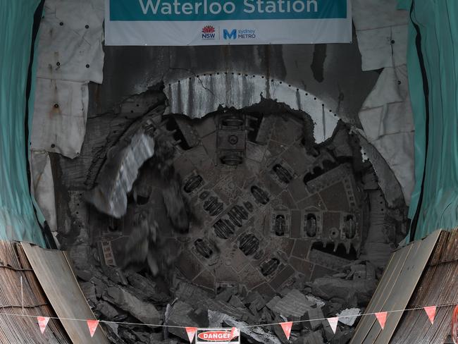 ‘Nancy’ breaks through at Waterloo Station. Picture: AAP Image/Dean Lewins