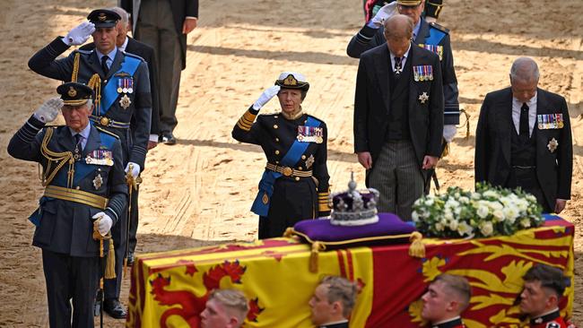 Members of the Royal Family attend Queen Elizabeth II’s funeral. Picture: Getty Images