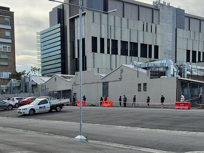 Testing lines at Camperdown’s Royal Prince Alfred Hospital were wrapped around the block. Picture: Supplied