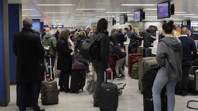 Gatwick Airport was in chaos after rogue drones shut down the runway. Picture: AP