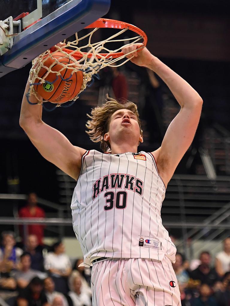 Lachlan Olbrich dunks during the NBL Blitz. Picture: Albert Perez/Getty Images for NBL