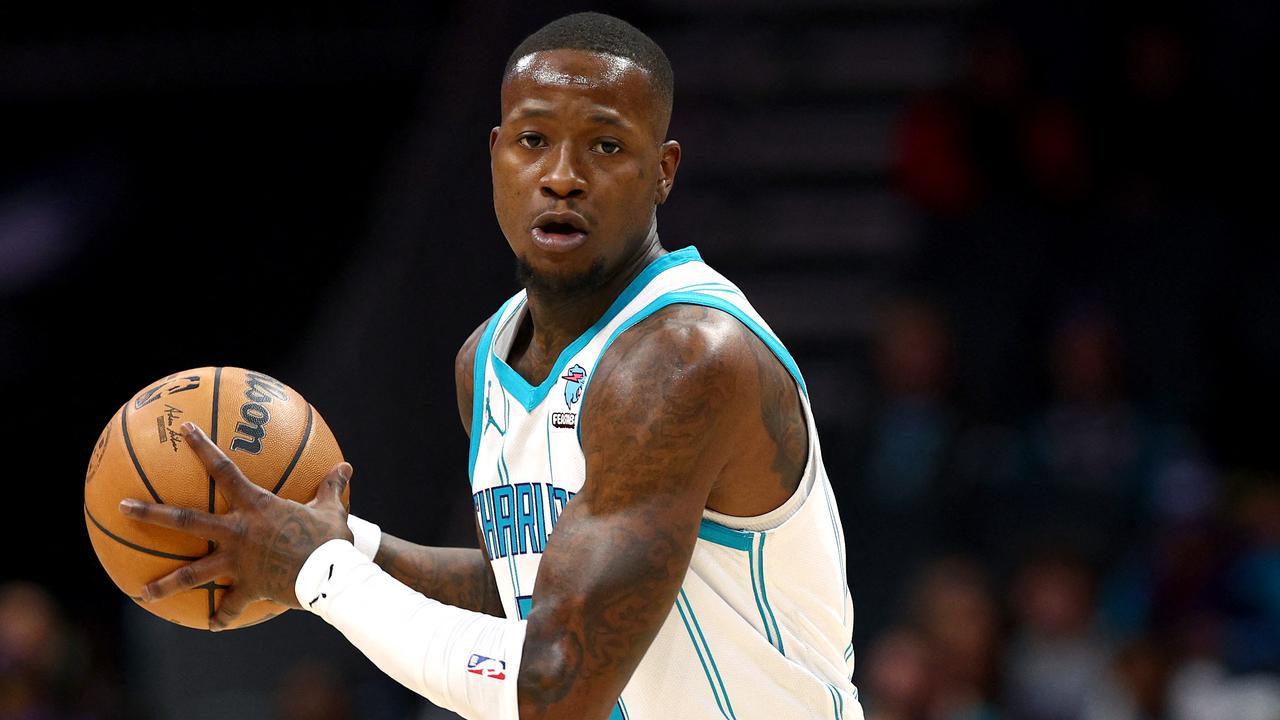 CHARLOTTE, NORTH CAROLINA - JANUARY 10: Terry Rozier #3 of the Charlotte Hornets looks to pass during the first quarter of the game against the Sacramento Kings at Spectrum Center on January 10, 2024 in Charlotte, North Carolina. NOTE TO USER: User expressly acknowledges and agrees that, by downloading and or using this photograph, User is consenting to the terms and conditions of the Getty Images License Agreement. Jared C. Tilton/Getty Images/AFP (Photo by Jared C. Tilton / GETTY IMAGES NORTH AMERICA / Getty Images via AFP)