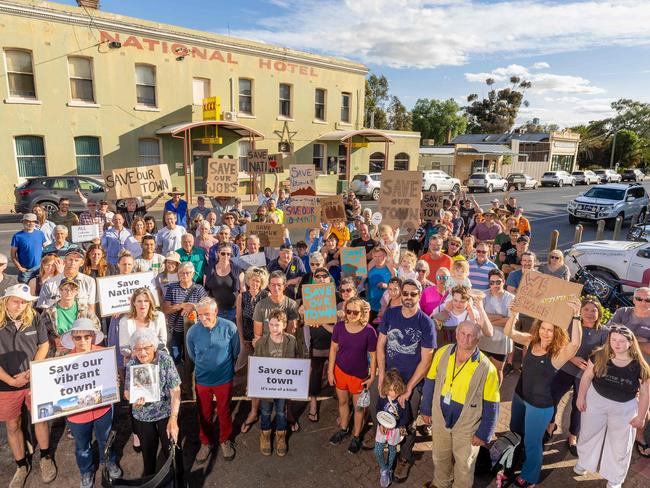 Natimuk locals rallying against the rock climbing bans. Picture: Jason Edwards