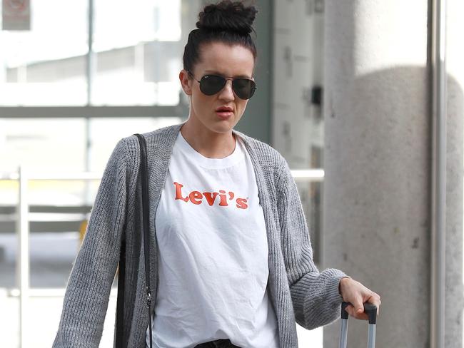 Ines Basic snapped at Sydney airport on Saturday. Picture: Diimex