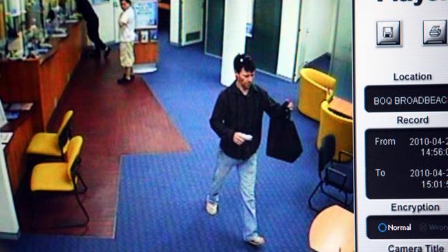 CCTV image from a robbery at the Bank of Queensland Broadbeach branch in 2010.