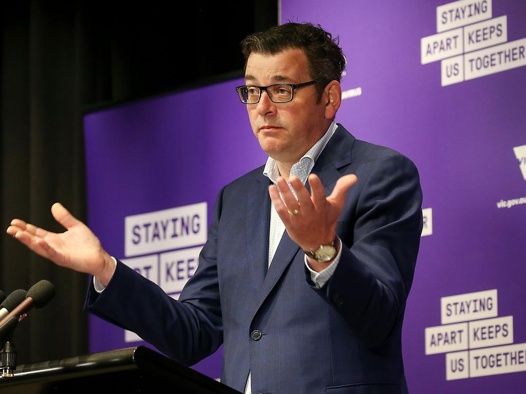 Dan Andrews announcing infection numbers in September 2020. Picture: Ian Currie