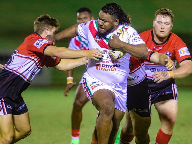 Nightcliff Dragons’ Shaun Wauchope on the run against Litchfield Bears. Picture: Glenn Campbell