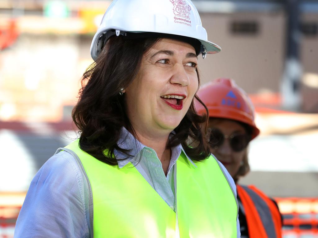 Queensland Premier Annastacia Palaszczuk laughed at a question about border restrictions over the weekend. Picture: Liam Kidston.