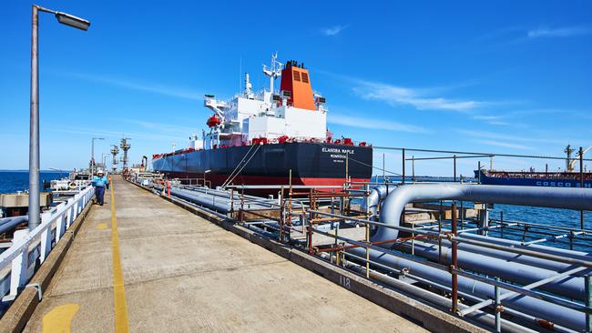 A refinery pier at Geelong in Victoria.