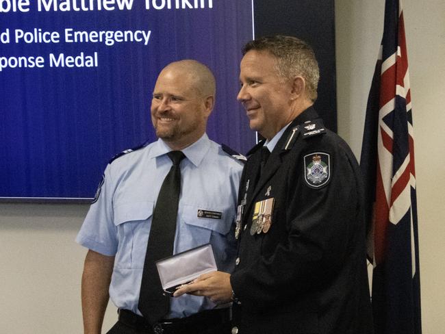 Senior Constable Matthew Tonkin at the 2024 Bundaberg Police medal ceremony.