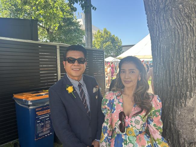 Toui and Anis enjoying the Melbourne Cup. Picture: Oscar Jaeger