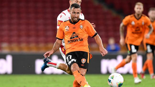 Former Socceroos striker Scott McDonald was one of Brisbane’s best players in the Roar’s 2-1 win over Adelaide United last week. Picture: Getty Images