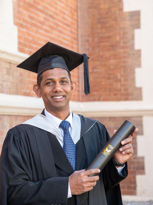 Thilak Krathnayake, Graduate Master in Business Administration. UniSQ graduation ceremony at Empire Theatre, Tuesday June 27, 2023.