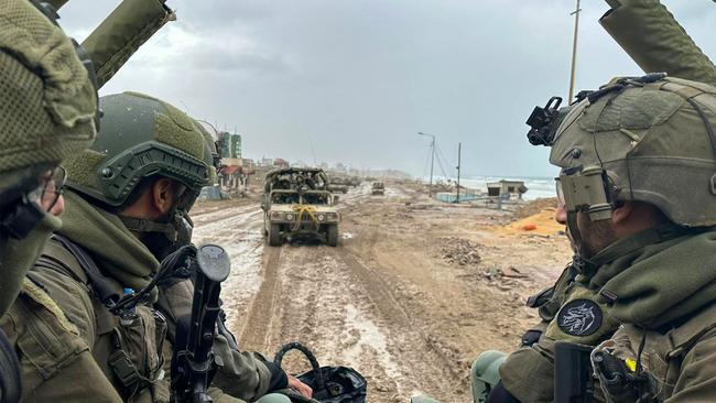 Israeli army on the ground in the northern Gaza Strip on December 2. Picture: AFP