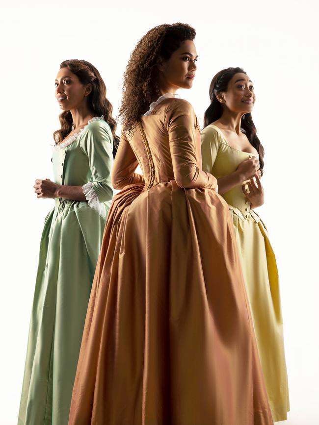 Chloe Zuel, Akina Edmonds and Elandrah Eramiha as the Schuyler sisters.