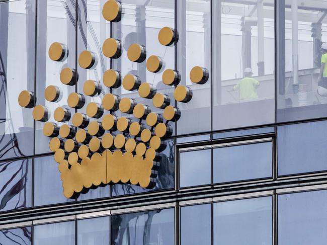 SYDNEY, AUSTRALIA - NewsWire Photos NOVEMBER 21, 2020:  Workmen are seen inside the Crown Casino and resort building in Barangaroo . Picture: NCA NewsWire / Jenny Evans