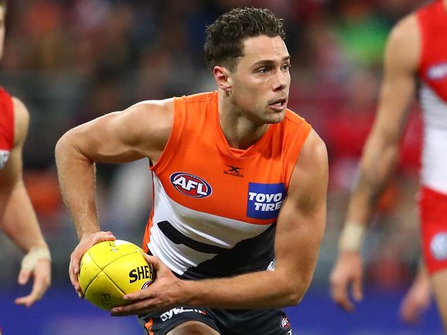 SYDNEY, AUSTRALIA - JULY 15:  Josh Kelly of the Giants runs the ball during the round 17 AFL match between the Greater Western Sydney Giants and the Sydney Swans at Spotless Stadium on July 15, 2017 in Sydney, Australia.  (Photo by Cameron Spencer/AFL Media/Getty Images)