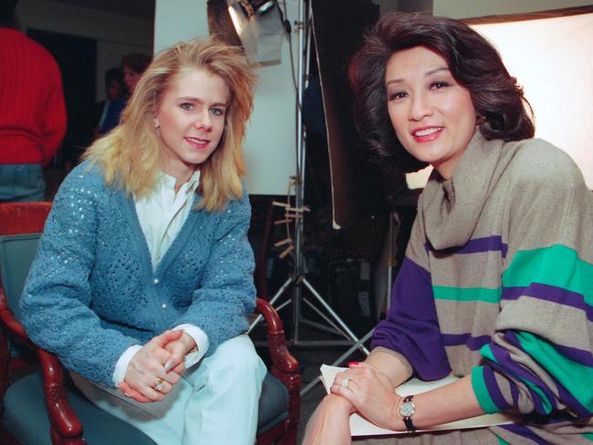 The real Tonya Harding with reporter Connie Chung in 1994. Picture: CBS/Getty Images