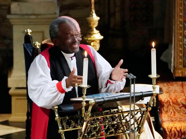 Bishop Michael Bruce Curry caused a sensation with his fiery sermon.  Picture: AFP