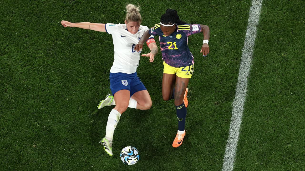 Bright made some important stops against Colombia’s skilled footwork. Picture: Cameron Spencer/Getty Images