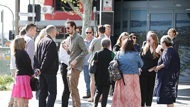 Friends and family's of the victims arriving at the sentencing of Brett Button. Picture: NCA NewsWire/ Adam Yip