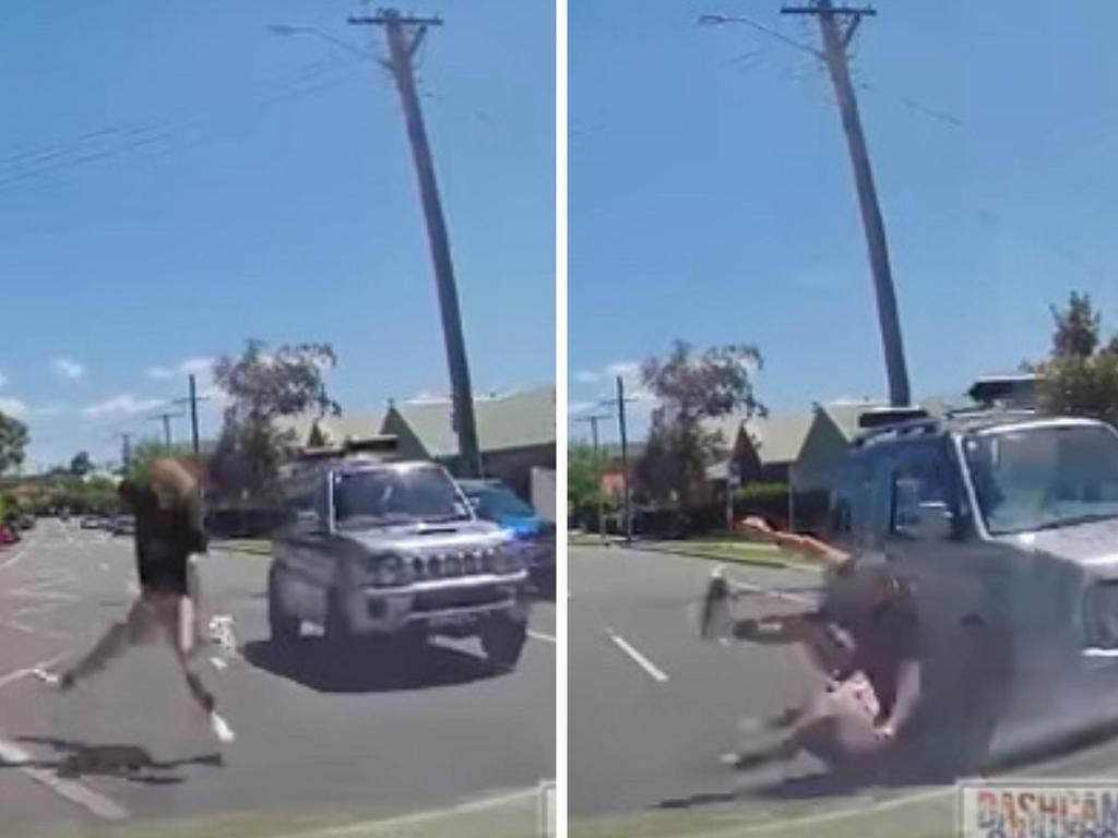 Dashcam footage has shown the moment a skateboarder in Newcastle narrowly avoided death after stacking it in oncoming traffic. Picture: Facebook