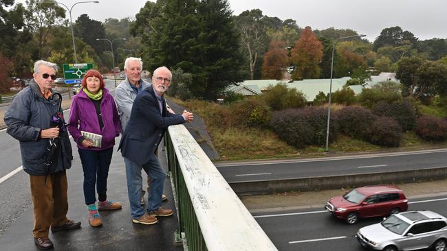 Hills locals Oliver and Julie Corfe, John Hill (Chair of the newly formed SA Transport Action Group) and Simon Jones are calling for a rail line between Mount Barker and the city. Picture: Keryn Stevens