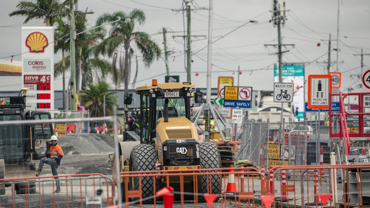 Light rail construction at Miami. Picture: Glenn Campbell.