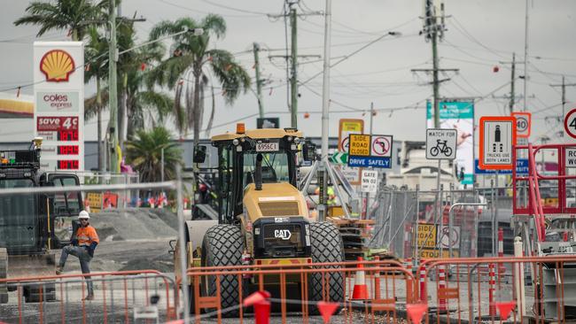 Light rail construction at Miami. Picture: Glenn Campbell.