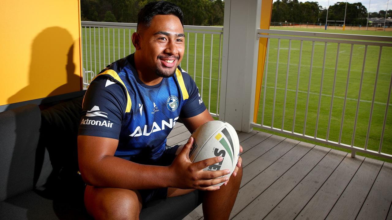 Eels SG Ball star Larry Muagututia 17 is climbing the ranks at Parramatta with coaches keeping a keen eye on him. Picture: Toby Zerna