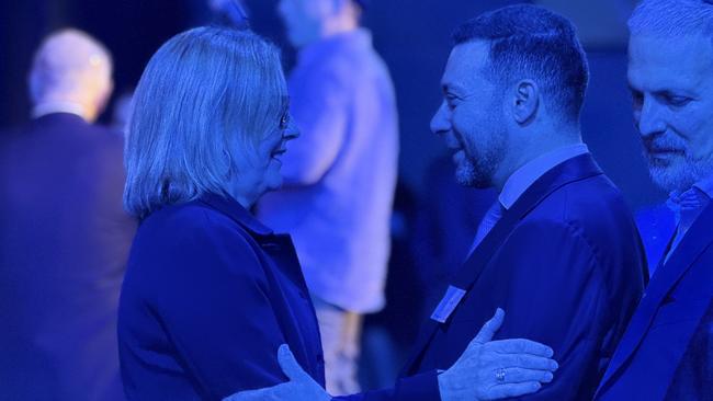 Premier Allan greets a man at the event. Picture: Mohammad Alfares