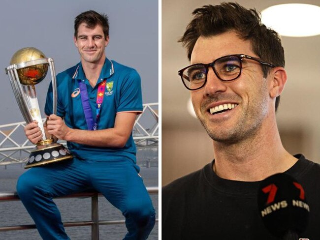 Pat Cummins with the World Cup trophy