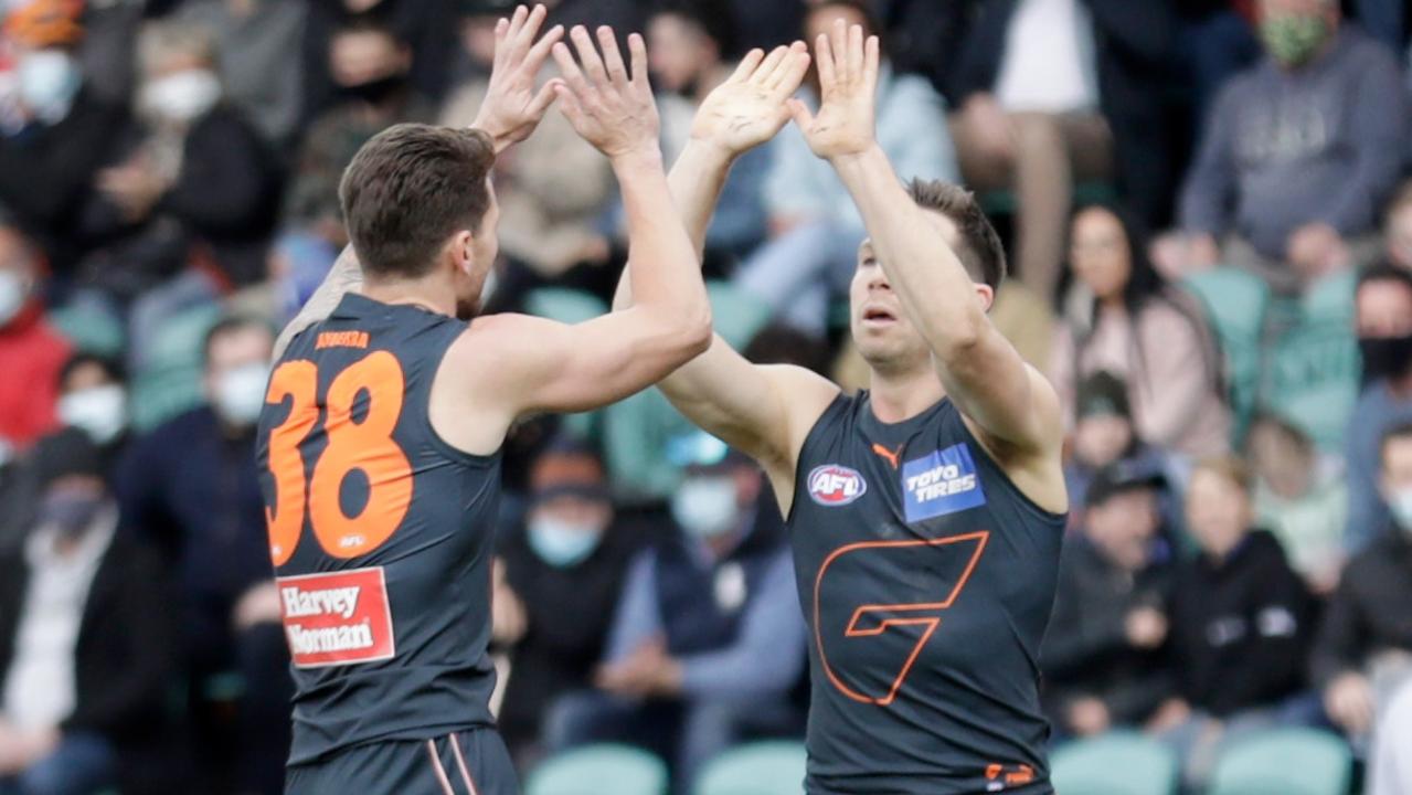 Toby Grene booted three-first half goals against the Swans (Photo by Grant Viney/AFL Photos via Getty Images)