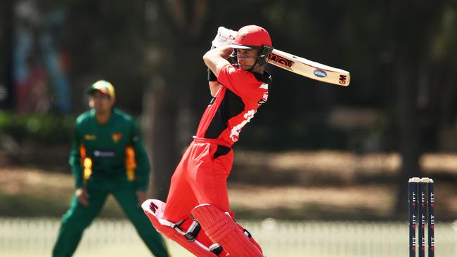 Jake Weatherald on his way to 79 against Tasmania at Bankstown Oval. Picture: Matt King/Getty Images