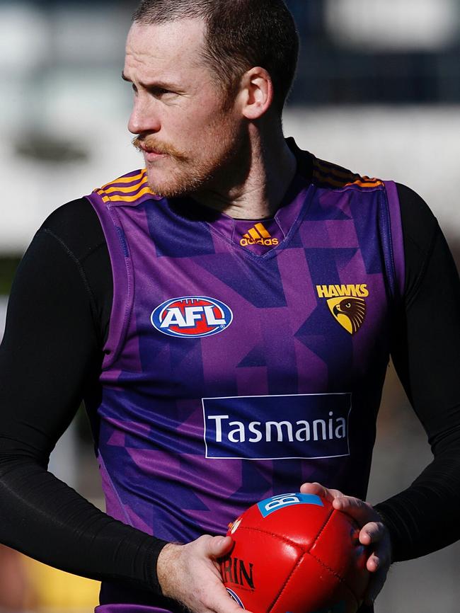 Jarryd Roughead trained just after revealing the nature of his cancer fight. Picture: Michael Klein